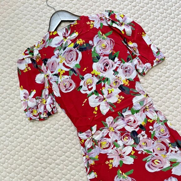 NWT Anthropologie Rosalia Red floral Wrap Midi Dress Size 6 - Picture 9 of 12